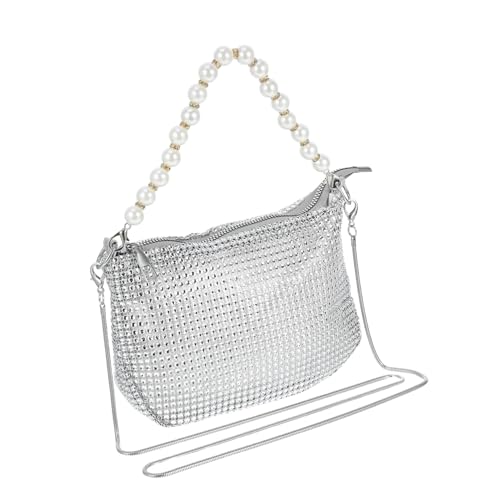 PACKOVE Damenhandtasche Mit Funkelnden Strasssteinen, Stilvolle Abend-clutch, Umhängetasche Mit Doppeltem Verwendungszweck Und Perlengriff Für Abschlussball, Bankett Und Cocktailparty von PACKOVE