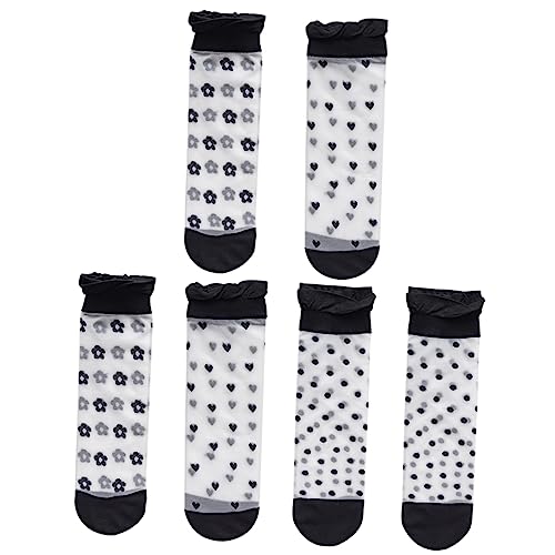 PACKOVE Damensocken 3 Paare Ultradünne Schlauchsocken Spitzensocken Damen e Söckchen Aus Netzstoff Durchsichtige Söckchen Mesh-söckchen Mesh-socken Damen Nylon Blumen Fräulein von PACKOVE