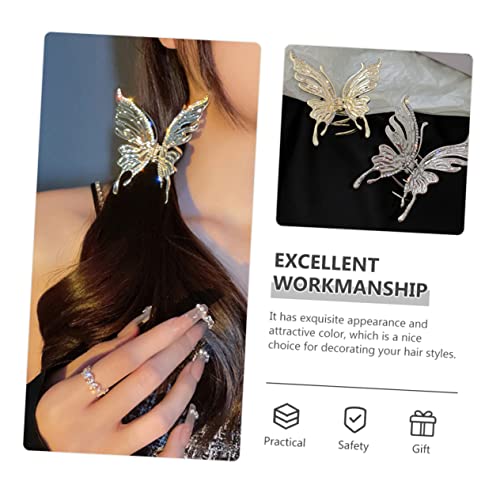 PACKOVE Diamant-Schmetterlings-Haarspange Clips Haarklammern Styling Schmetterlinge Barrettes Haarspangen für Damen Klaue Haarspangen französische Krallenklammer Legierung Strass Golden von PACKOVE