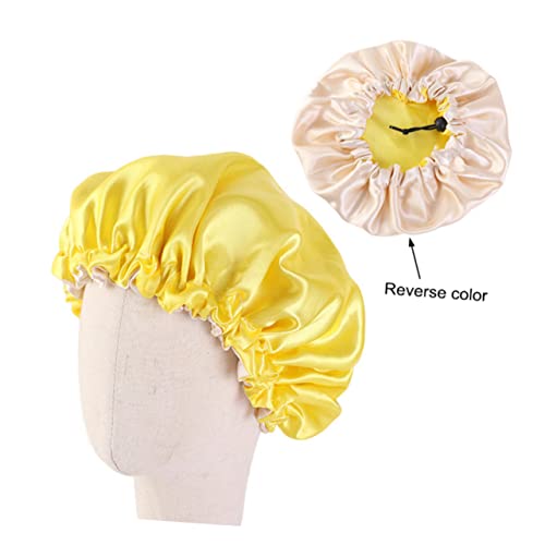 PACKOVE Doppellagige Schlafmütze Für Junge Mädchen Elastisch Und Verstellbar Nachtschlafmütze Mit Doppellagigem Material Geeignet Für Kopf Gelb von PACKOVE