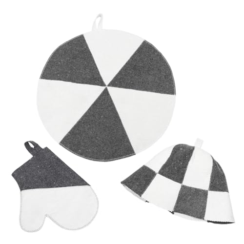 PACKOVE Dreiteiliges Sauna mit Dickem Isolierendem Filzhut Saugfähigen Handschuhen und Matte Hitzebeständig Schützend für Dampfbad und Spa Geeignet für Frauen und Professionelle Saunaräume von PACKOVE