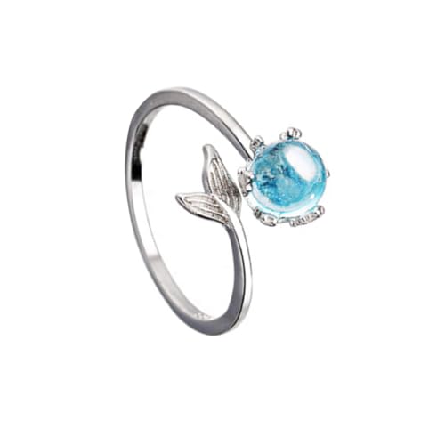 PACKOVE Fingerring Schmuck Öffnungsring für Frauen Ring für Damen Paare klingeln blauer Kristall Ringe Frauen rotierender Ring eleganter Öffnungsring Anmut Schwanzring Fräulein Weiß von PACKOVE