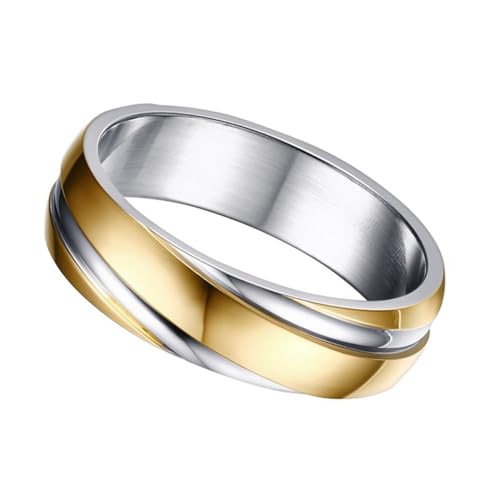 PACKOVE Einfacher Twill Muster Herrenring Titanstahl Goldplattiert Stilvoller Schmuck für Männer für Besondere Anlässe Modisches Accessoire PACKOVE Einfacher Twill Muster Herrenring Titanstahl Goldplattiert Stilvoller Schmuck für Männer für Besondere Anlässe Modisches Accessoire von PACKOVE