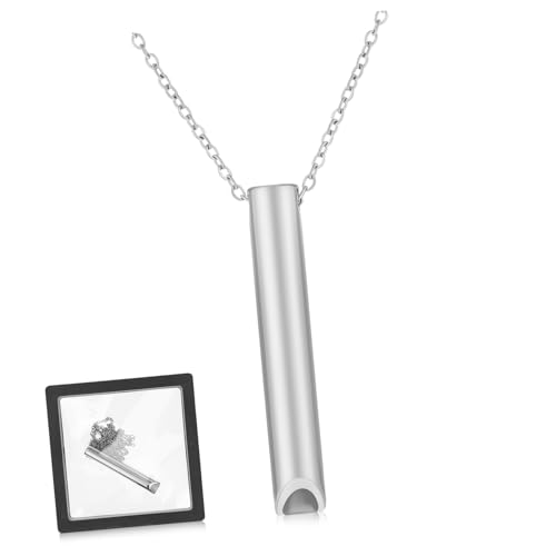 PACKOVE Einstellbare Anhänger Halskette mit Atemkontrolle Funktion Dekoratives Metall Schmuckstück für Frauen Yoga Atemübung Kette mit Tragbarem Pfeifenanhänger und Geschenkbox von PACKOVE