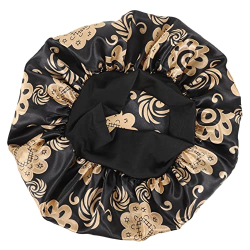 PACKOVE Elastische Satin Schlafhaube mit Breitem Muster Vielseitige für Damen Elastisches Kopfband für Unterschiedliche Schonend bei Haarwäsche und Hautpflege Wiederverwendbare Duschhaube von PACKOVE
