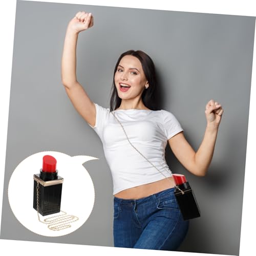 PACKOVE Elegante Damen Clutch Handtasche Lippenstift form Acryl Abendtasche Tragbare Umhängetasche mit Kette für Banquet Party und Hochzeit Schwarz von PACKOVE