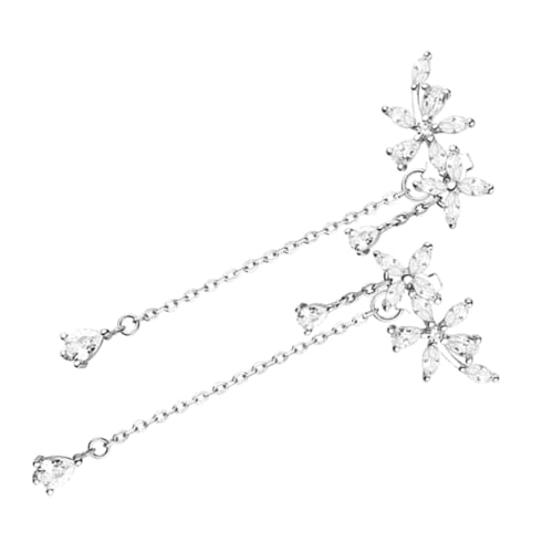 PACKOVE Elegante Lange Ohrhänger Damen mit Funkelnden Strasssteinen Silberfarbene Quastenohrringe für Hochzeit und Party Vintage inspirierte Ohrstecker mit Beweglichen Troddeln Modische von PACKOVE