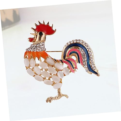 PACKOVE Elegante Rooster Brosche mit Katzenauge Modische Legierungs brosche für Damen Leichter Bequemer Schmuck für Kleidung Taschen Schals als Geschenk zu Feiertagen und Besonderen von PACKOVE
