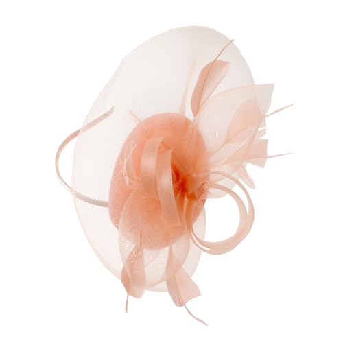 PACKOVE Eleganter Fascinator Haarclip mit Netz und Federn Champagnerfarbenes Stirnband für Tea Party Braut Kopfschmuck Leicht Angenehm und Fest Sitzend Modisches Accessoire für Hochzeit von PACKOVE