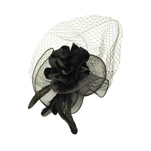 PACKOVE Eleganter Schwarzer Fascinator Haarclip mit Netzschleier Vintage Kopfschmuck für Damen für Tea Party Beerdigung Bankett und Festliche Anlässe von PACKOVE