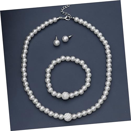 PACKOVE Elegantes Brautschmuck Perlenkette Ohrstecker Armband Leichtes Hochzeits Accessoire Damen Schmuckset für Festliche Anlässe und Alltag von PACKOVE