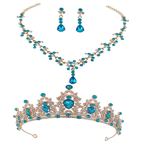 PACKOVE Elegantes Brautschmuck für Hochzeit mit Strahlendem Strass Tiara Funkelnder Halskette und Passenden Ohrringen Verarbeitet Langlebig Accessoire für Brautkleid und Festliche Anlässe von PACKOVE