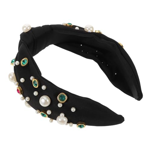 PACKOVE Elegantes Geknotetes Stirnband mit Funkelnden Strasssteinen und Künstlichen Perlen Rutschfestes Leichtes Haaraccessoire für Damen Geeignet für Alltag und Festliche Anlässe von PACKOVE