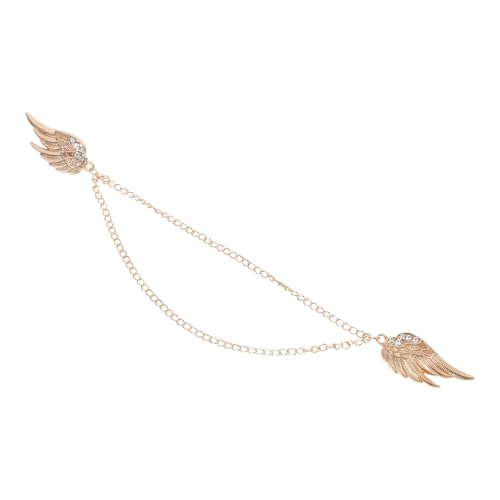 PACKOVE Engelsschwingen Brosche mit Kette für Männer und Frauen Goldfarbene Anstecknadel Brustnadel Modisches Zubehör für Anzüge und Hemden von PACKOVE