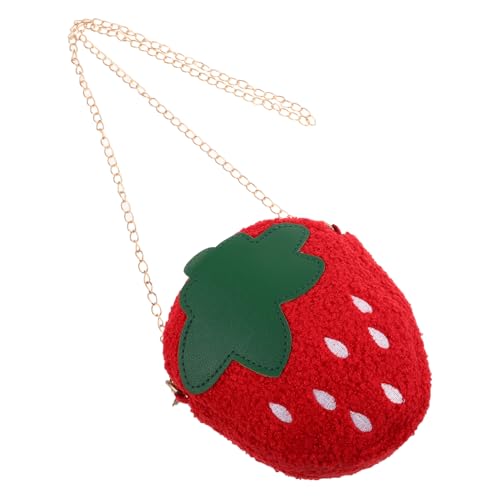 PACKOVE Erdbeerpaket Frauen Plüschtasche Perlen Für Armbänder Handtaschenanhänger Handtaschen Aus Seide Portemonnaie in Fruchtform Bestickte Handtaschen Erdbeere Handtasche Rot Polyester von PACKOVE