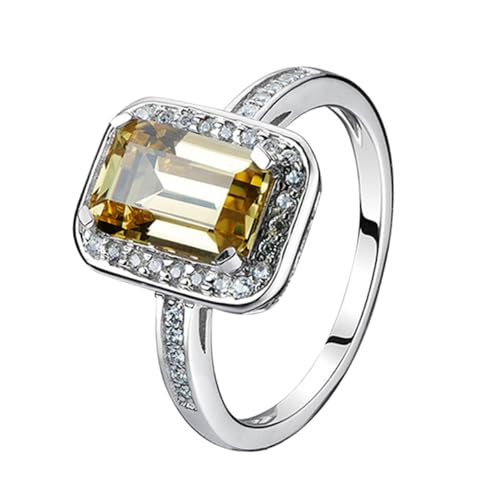 PACKOVE Silberringe Geschenke für Frauen Vorverlobungsringe Ringe für Frauen Edelstein Erinnerungsgeschenk Damenringe Versprechen Sie Ringe für sie Strassringe gelber Diamant Diamant-Ring von PACKOVE