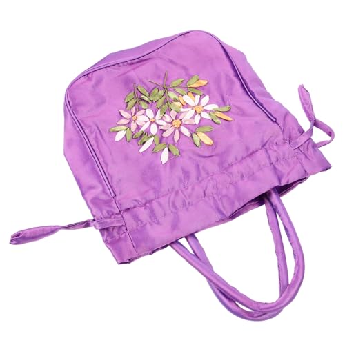 PACKOVE Ethnische Bestickte Handtasche Damen Kleine Leichte Drawstring Tasche mit Großer Kapazität Handlich und Vielseitig für Alltag Party Dating Traditionelle Chinesische Kultur Violett von PACKOVE