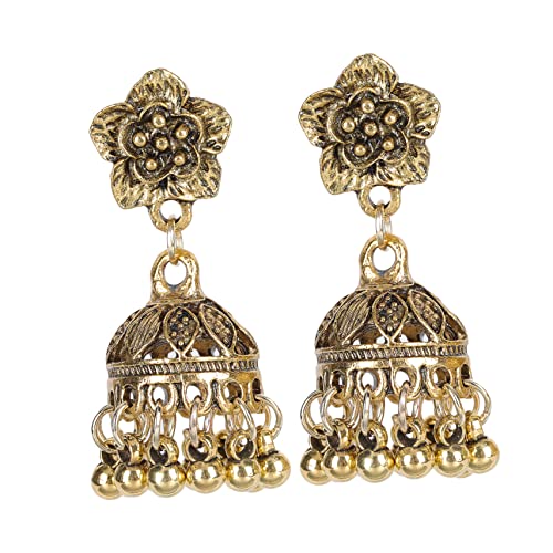 PACKOVE Ethnische Ohrstecker Blumenform aus Legierung Boho Ohrschmuck mit Glocken Quaste Hängende Ohrringe für Damen Individuelles Design Langlebig und Stilvoll Geschenkidee von PACKOVE