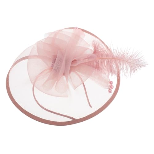 PACKOVE Fascinator Damen Kopfstück mit Netz und Federn Leichtes Haarschmuck für Hochzeit Cocktail Braut mit Perlenverzierung Vielseitiges Stirnband Komfortabel für Haartypen von PACKOVE