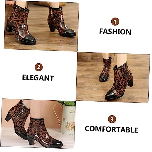PACKOVE Fashionable Damen Regenstiefel mit Kurzem Schaft und Seitlichem Reißverschluss Rutschfeste PVC Sohle High Heel Design Strapazierfähig Modisch und für Nasse Tage von PACKOVE
