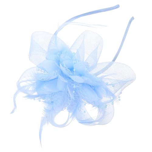 PACKOVE Federkopfschmuck Haarclip 20er Kopfbedeckung Stirnbänder 50er Jahre Kopfbedeckung Stirnband Clips Frauen Kopfschmuck Fascinator-haarspange Aus Netzstoff Sky-blue Gittergewebe von PACKOVE