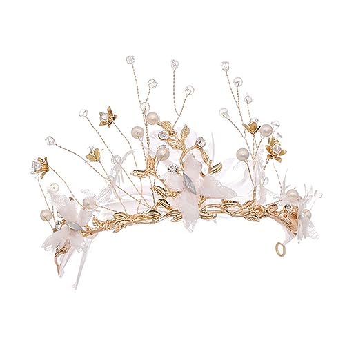 PACKOVE Federkronstirnband Brautkrone Hochzeit Haarreifen Feen-tiara Tiara-krone Für Frauen Braut Tiara Hochzeit Tiara Golden von PACKOVE