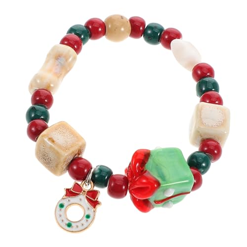 PACKOVE Festlicher Weihnachts Armband mit Keramikperlen Leichtes Bequemes Stretcharmband Inspiriert Geschenkkranz Modisches Schmuckstück für Damen zu Weihnachten und Festliche Anlässe von PACKOVE