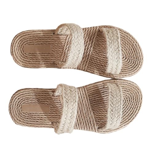 PACKOVE Stroh Sandale Flach Für Frauen Strand Hausschuhe Aus Stroh Sommerschuhe Hausschuhe Für Damen von PACKOVE