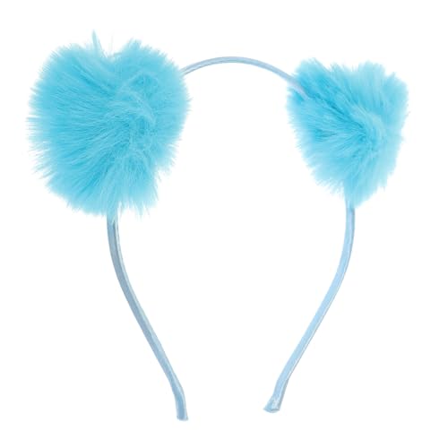 PACKOVE Flauschiges Pom-Ball-Stirnband Katzenohren-Stirnband Flauschiges Ball-Haarschleifen-Ohr-Stirnband Haarschmuck Für Weihnachtsfeier Mädchen Und Kinder Blau von PACKOVE