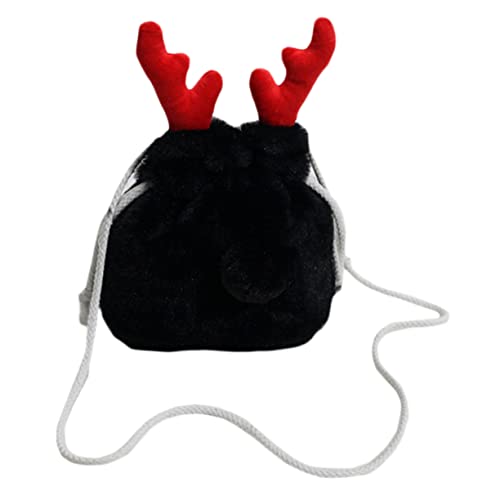 PACKOVE Fluffige Crossbody Bag mit Zugband Schwarze Umhängetasche mit Mittlerer Kapazität Vielseitig Tragbar als Schulter oder Crossbody Tasche für Alltag Party Strand und Shopping von PACKOVE