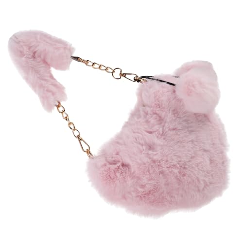 PACKOVE Fluffy Herzform Crossbody Bag Damen Plüsch Schultertasche mit Eleganter Kette Kleines Stylisches Design Weiches Warmes Material Romantische Umhängetasche für Alltag und Events von PACKOVE