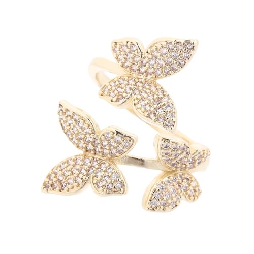 PACKOVE Schmetterling Ring Damen Glänzender Kupferring Offener Fingerring Dekorative Partyringe Vielseitig für Verschiedene Anlässe von PACKOVE