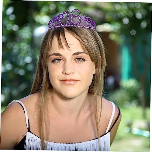 PACKOVE Geburtstagskrone Mit Strass Feine Haarschmuck Headdress Für Frauen Und Mädchen Dekorative Kuchenaccessoires in Violett Zahl von PACKOVE