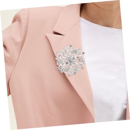 PACKOVE Glänzende Kristallbrosche Silberne Blumenbrosche Anstecknadel Eleganter Schmuck für Kleidung Pullover Hochzeit und Festliche Anlässe von PACKOVE