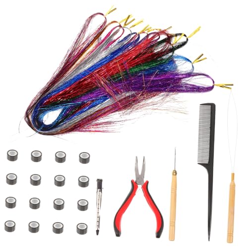 PACKOVE Glitzernde Hair Tinsel Strähnen mit Farben DIY Haarverlängerung Zubehör mit Silikon Klammern und Holz Häkelnadel Bunte Haarschmuck für Partys Halloween Alltag und Cosplay PACKOVE Glitzernde Hair Tinsel Strähnen mit Farben DIY Haarverlängerung Zubehör mit Silikon Klammern und Holz Häkelnadel Bunte Haarschmuck für Partys Halloween Alltag und Cosplay von PACKOVE