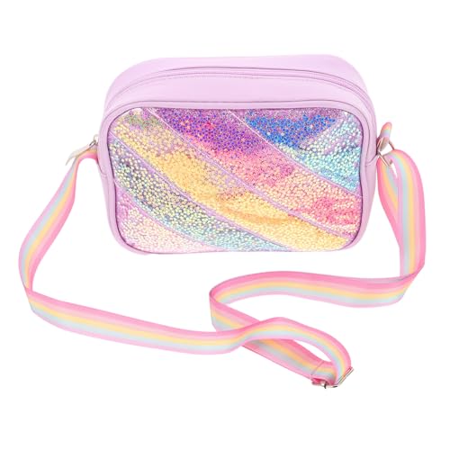 PACKOVE Glitzernde Umhängetasche mit Verstellbarem Riemen Cartoon Stern Regenbogenmuster Leichte Schultertasche für Mädchen Schul Freizeitgebrauch von PACKOVE