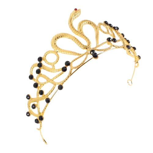PACKOVE Goldene Ägyptische Schlangenkronen Tiara mit Funkelnden Strasssteinen Leichter Hochzeitsschmuck und Halloween Haaraccessoire für Damen Bequemer Sitz Dramatisches Party Kostüm von PACKOVE