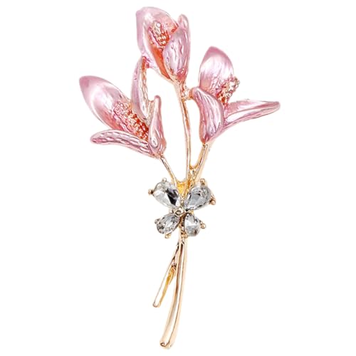 PACKOVE Blumenbrosche Damen Metall Anstecknadel Kragennadel Strass Für Kleidung Hüte Schals Goldene Lilienblume Mit Eleganter Verzierung von PACKOVE