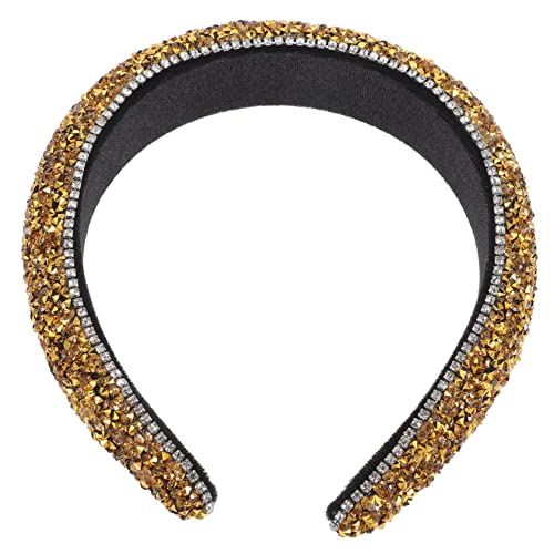 PACKOVE Goldenes Haarband für Damen Funkelndes Stirnband mit Breitem Design und Gepolstertem Komfort für Hochzeiten und Besondere Anlässe von PACKOVE