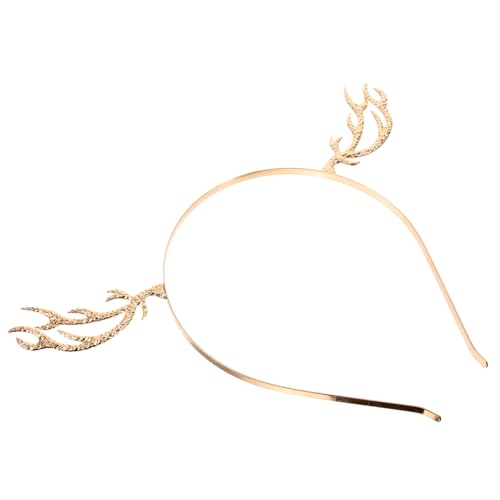 PACKOVE Goldfarbenes Rentier Geweih Haarband Damen Leichtes Legierungs Stirnband Komfortabel Verformungsbeständig Festliche Haarreife für Weihnachten Karneval und Alltag von PACKOVE