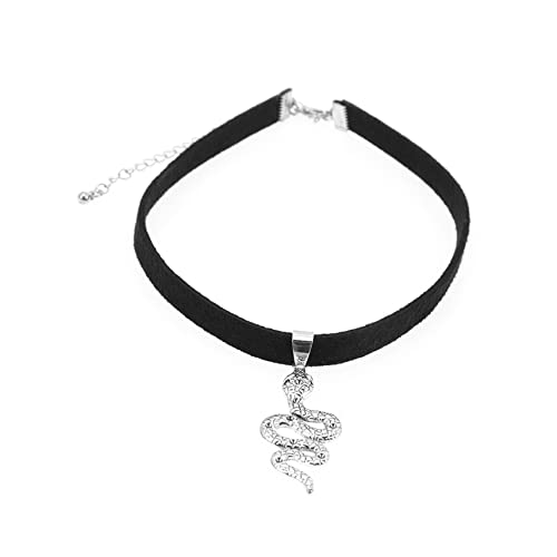PACKOVE Gothic Snake Choker Halskette Damen Retro Samt Kurzschmuck Schwarze Schlange Design Verstellbar Hautfreundlich Für Alltag Cosplay Party von PACKOVE