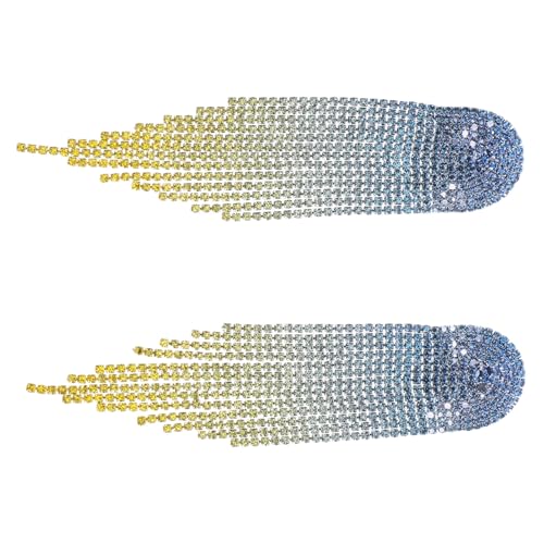 PACKOVE Gradient Strass Kronleuchter Ohrringe Damen Lange Baumelnde Quaste Ohrhänger für Hochzeit Braut Party Festlich von PACKOVE