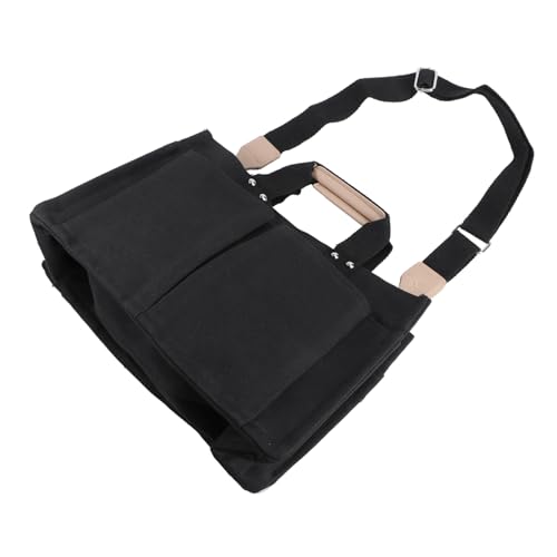 PACKOVE Große Damen Canvas Schultertasche Verstellbar Vielseitig Umhängetasche Schwarz mit Hohem Fassungsvermögen Praktisch für Alltag Reisen und Arbeit von PACKOVE