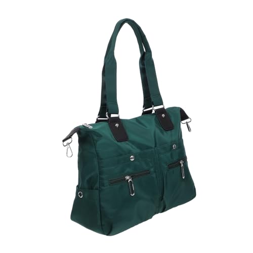 PACKOVE Große Damen Schultertasche Nylon Polyester Tote Bag mit Reißverschluss und Fächern Modische Arbeitstasche für Büro Alltag Pendeln in Dunkelgrün von PACKOVE