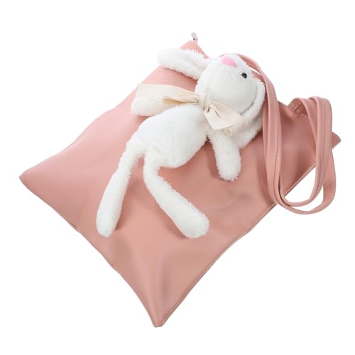 PACKOVE Große Damen Schultertasche aus Weichem mit Niedlichem Hasenmotiv Vielseitig als Handtasche und Umhängetasche Nutzbar Geräumig für Kosmetik und Alltag Modisch und Leicht in Rosa von PACKOVE
