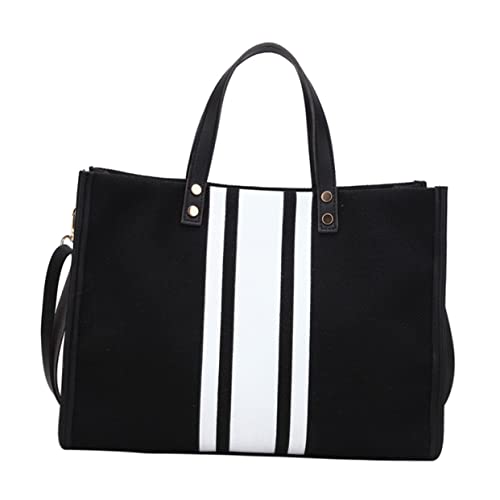PACKOVE Große Kapazität Tote Bag Damen Schultertasche mit Verstellbarem Gurt Robustem Verschluss und Glattem Reißverschluss Schwarze Freizeit Handtasche für Alltag und Arbeit von PACKOVE