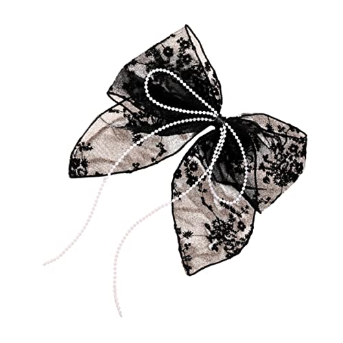 PACKOVE Große Schleifen Haarspange aus Spitze Vintage Haarclip mit Perlen Tassel für Damen Eleganter Haarband Haarreif für Besondere Anlässe und Tägliches Styling von PACKOVE