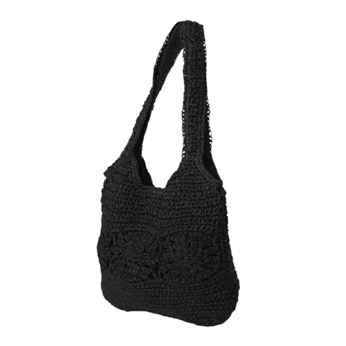 PACKOVE Große Strohtasche Strand Tote Bag Damen mit Hohlgeflecht Geräumige Schultertasche mit Mehreren Fächern Leicht und Praktisch für Urlaub Picknick und Alltag von PACKOVE