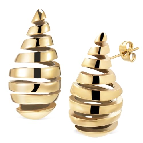 PACKOVE Große Tropfen Ohrringe Damen Spiralförmige Baumelnde Ohrhänger Leicht Elegant Modisch Für Alltag Party von PACKOVE