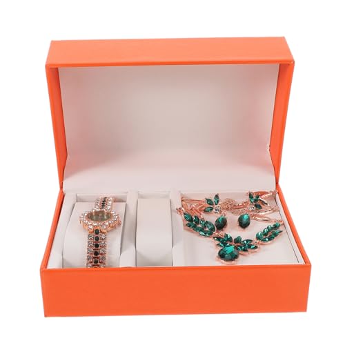 PACKOVE Grüne Halskette Und Ohrringe Set Für Damen Brautjungfern-schmuck Mit Kristallen Zierliche Uhr Für Hochzeit Schmuckset Für Besondere Anlässe von PACKOVE